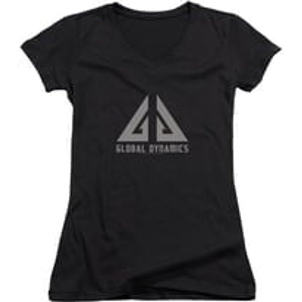 Eureka Shirt Juniors V Neck Global Dynamics Logo Black T-Shirt