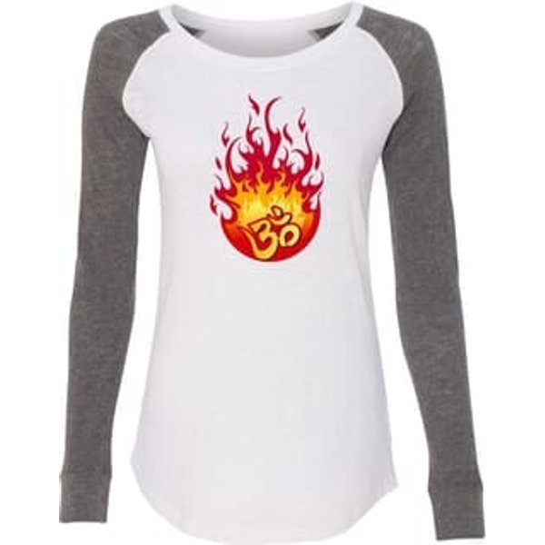 Fire OM Ladies Long Sleeve Preppy Patch Yoga Shirt
