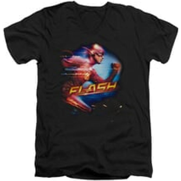 Flash Shirt Slim Fit V-Neck Fastest Man Black T-Shirt