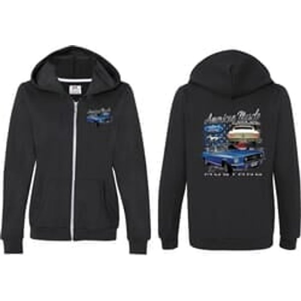 Ford 1967 Mustang (Front & Back) Ladies Full Zip Hoodie