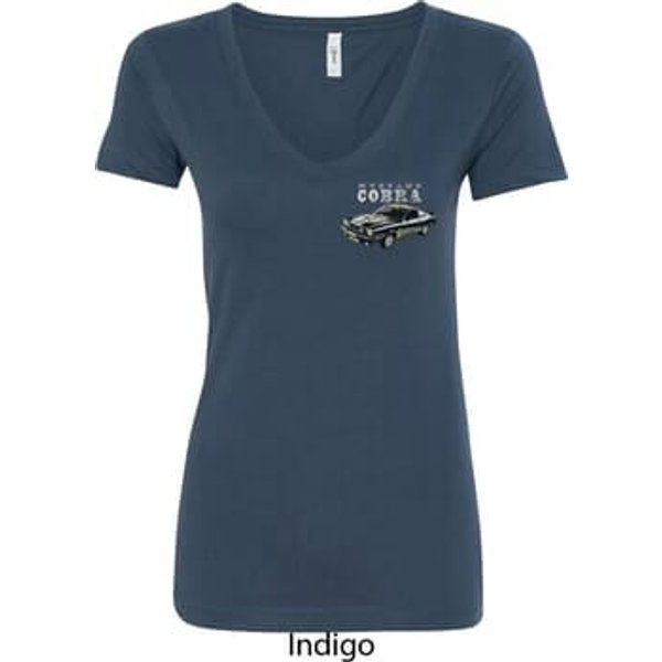 Ford 1974 Cobra Profile Pocket Print Ladies V-Neck Shirt