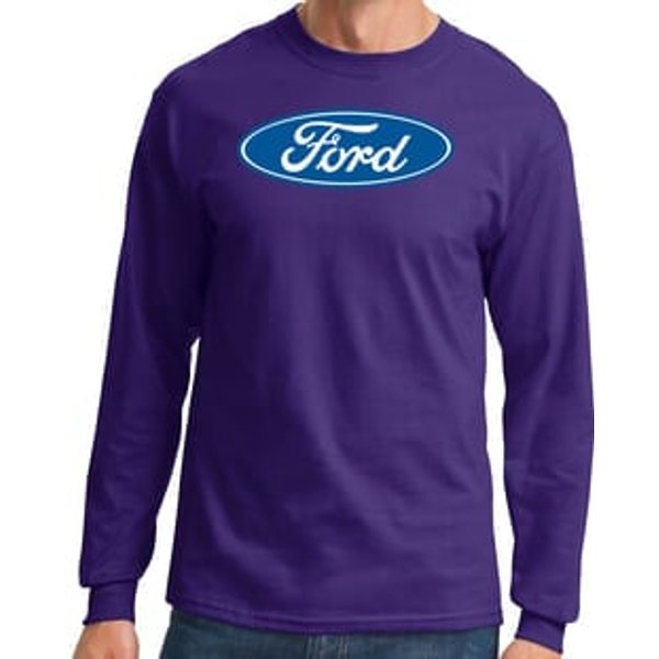 Ford Logo Long Sleeve Shirt - Oval Emblem Adult Purple T-Shirt