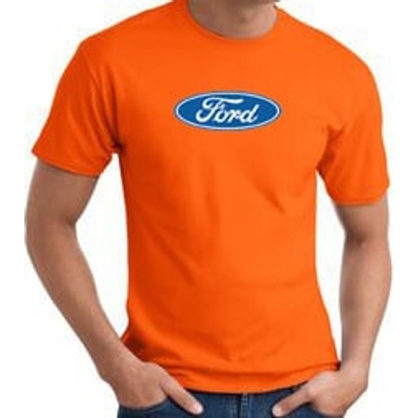 Ford Logo T-shirt - Oval Emblem Classic Car Adult Orange Tee Shirt