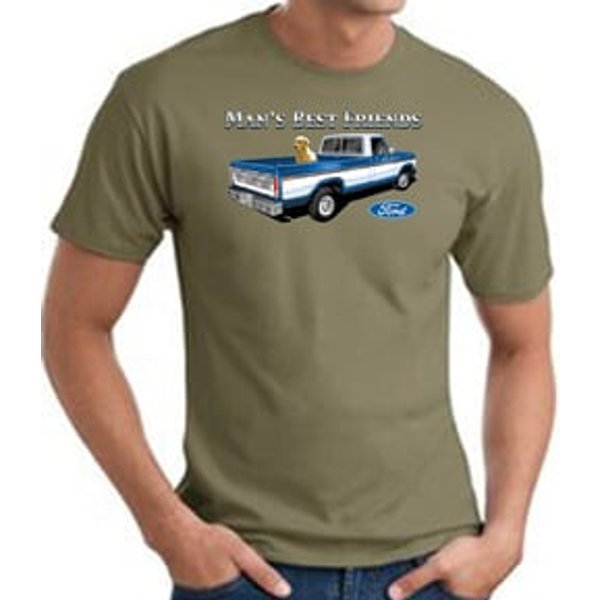 Ford Man's Best Friends Classic Truck Adult T-Shirt- Army Green