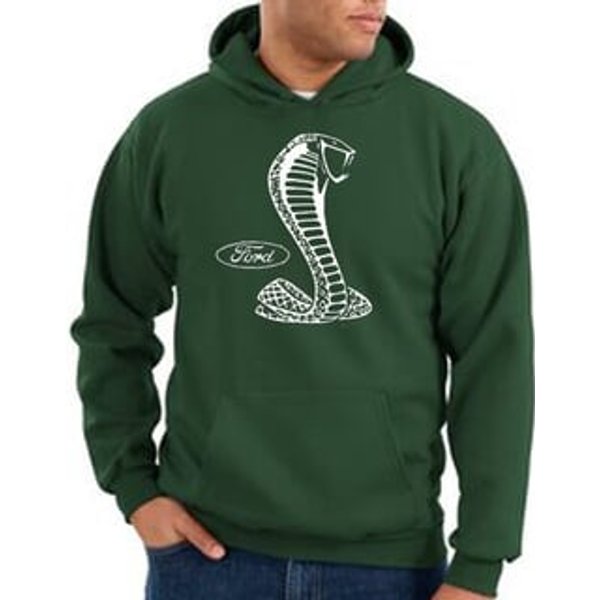 Ford Mustang Cobra Hoodie Hooded Sweatshirt - Adult Dark Green Hoody