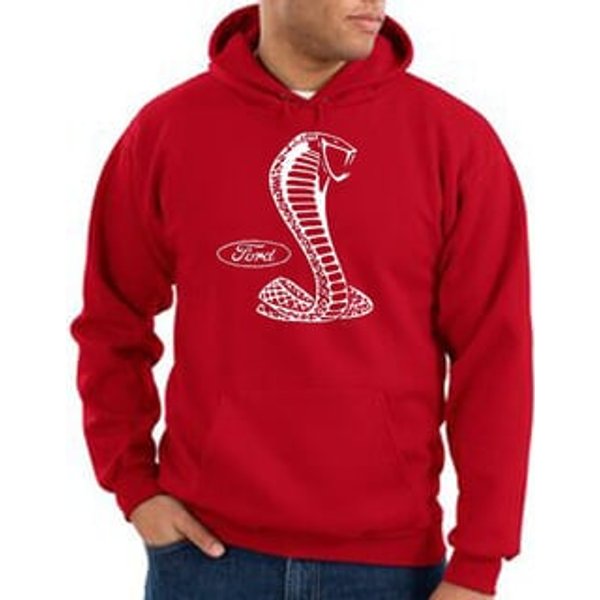 Ford Mustang Cobra Hoodie Hooded Sweatshirt - Adult Red Hoody