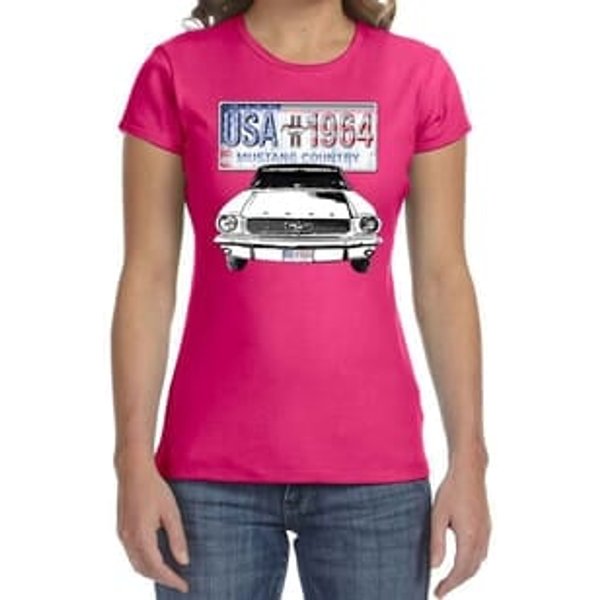 Ford Mustang Ladies Shirt USA 1964 Country Crewneck Tee T-Shirt