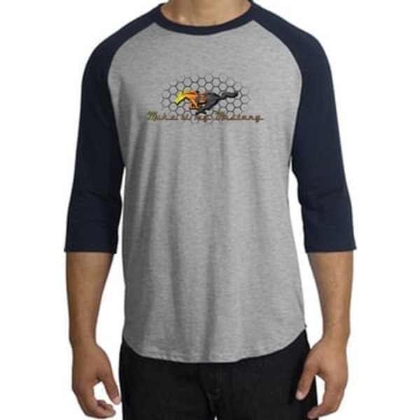 Ford Mustang Raglan Shirt - Make It My Grill Heather Grey/Navy Tee