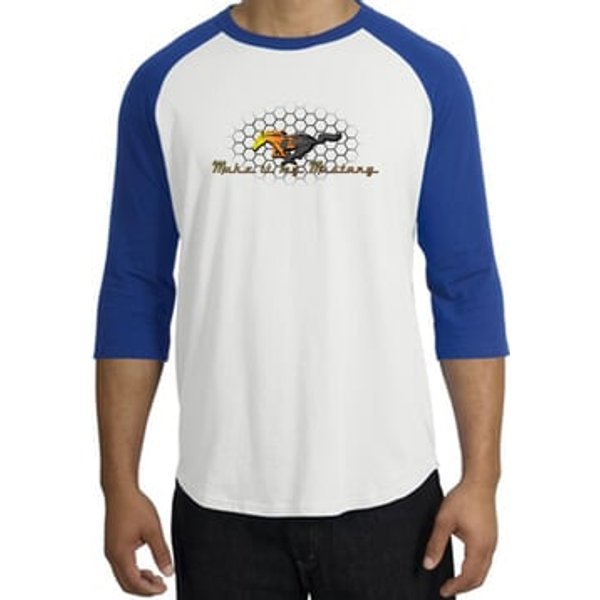 Ford Mustang Raglan Shirt - Make It My Mustang Grill White/Royal Tee