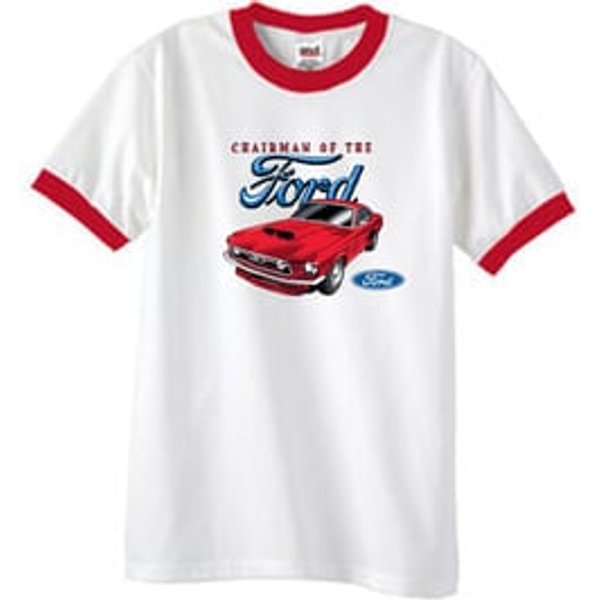Ford Mustang Ringer T-Shirt - Chairman Of The Ford Adult White/Red