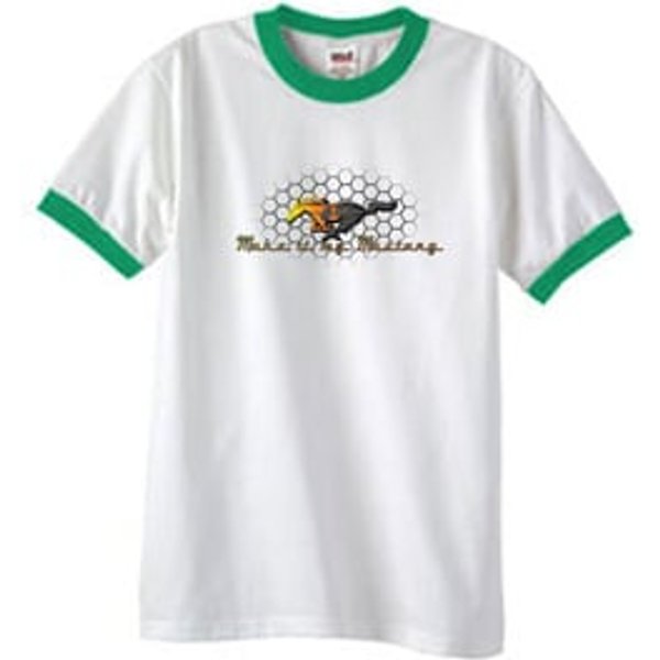 Ford Mustang Ringer T-shirt - Make It My Grill White/Kelly Green Tee