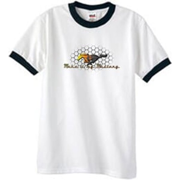 Ford Mustang Ringer T-shirt - Make It My Mustang Grill White/Black Tee