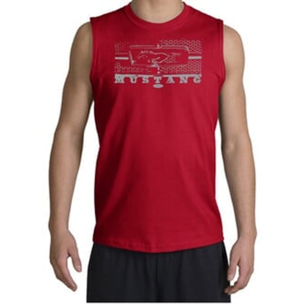 Ford Mustang Shooter - Legend Honeycomb Grille Adult Red Muscle Shirt