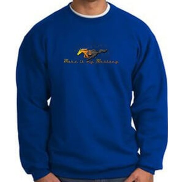 Ford Mustang Sweatshirt - Make It My Mustang Grill Royal Sweat Shirt