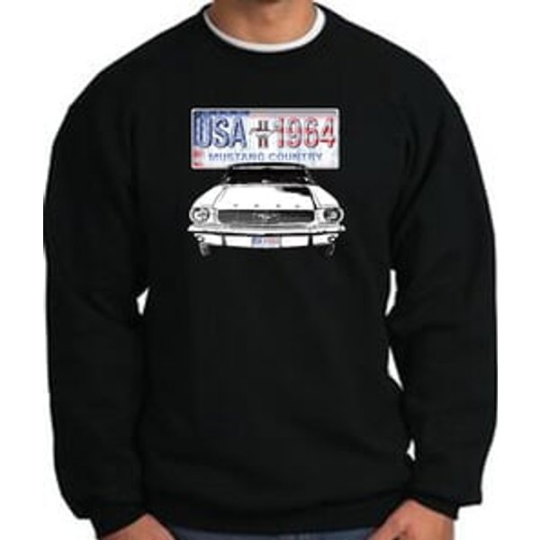 Ford Mustang Sweatshirt - USA 1964 Country Adult Black Sweat Shirt