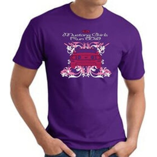 Ford Mustang T-Shirt - Girls Run Wild Adult Purple Tee Shirt