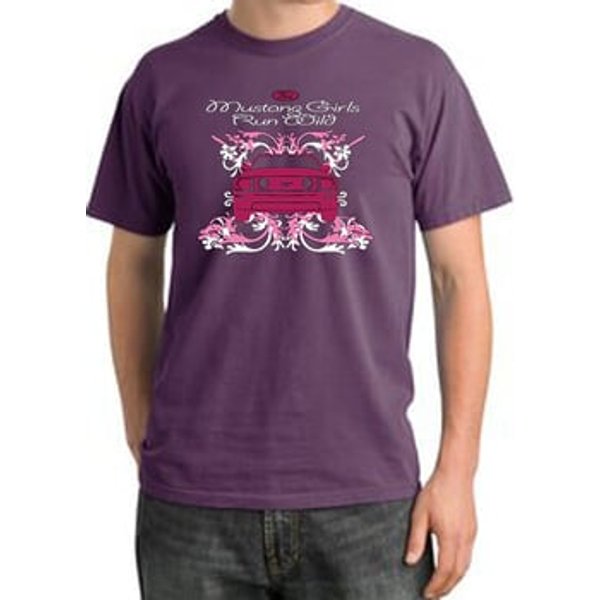 Ford Mustang T-Shirt Girls Run Wild Pigment Dyed Tee Plum
