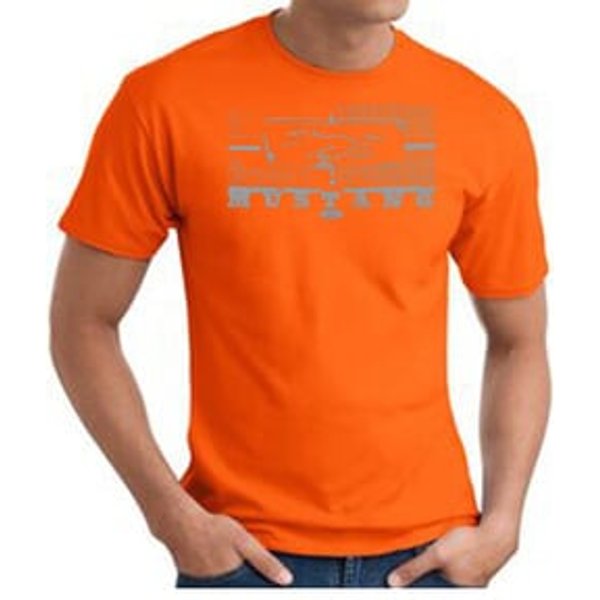 Ford Mustang T-Shirt - Legend Honeycomb Grille Adult Orange Tee
