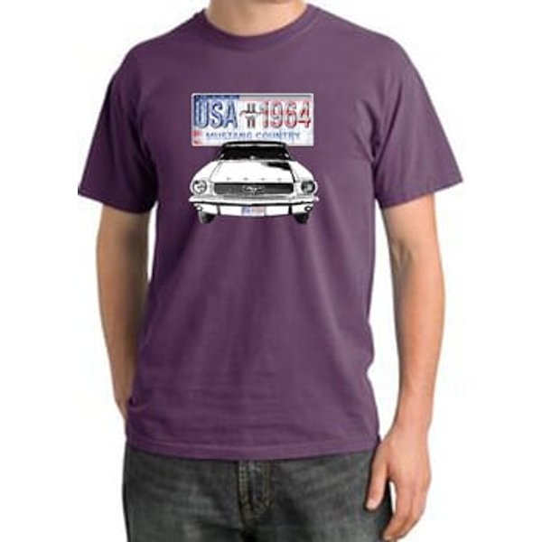Ford Mustang T-Shirt USA 1964 Country Pigment Dyed Tee Plum