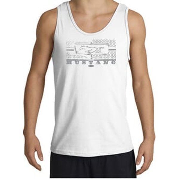 Ford Mustang Tank Top - Legend Honeycomb Grille Adult White Tanktop