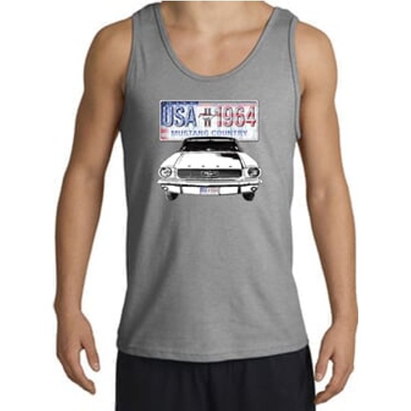 Ford Mustang Tank Top - USA 1964 Country Adult Sports Grey Tanktop