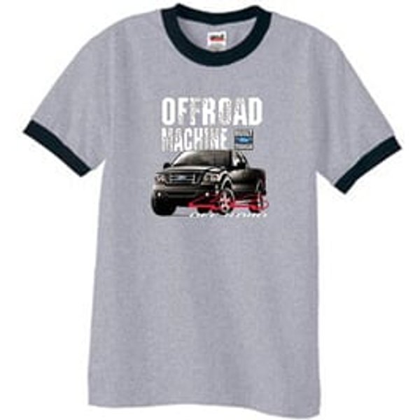 Ford Truck Ringer T-Shirt - F-150 4X4 Offroad Machine Adult Grey/Black