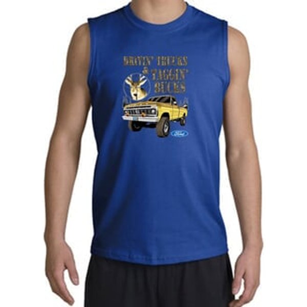 Ford Truck Shirt Driving and Tagging Bucks Royal Muscle Shirt