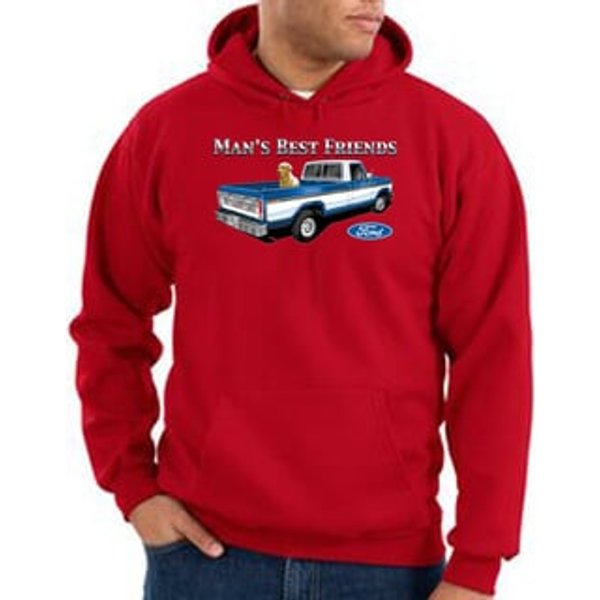 Ford Trucks Hoodie Hooded Sweatshirt Mans Best Friend Red Hoody