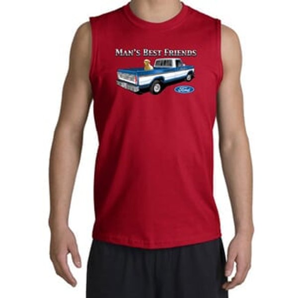 Ford Trucks Shooter Shirt - Man's Best Friend Adult Red Muscle Shirt