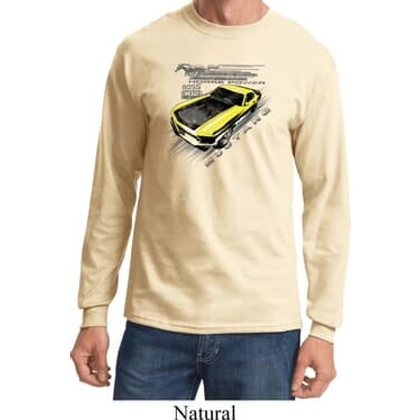 Ford Vintage Yellow Mustang Boss Long Sleeve Shirt