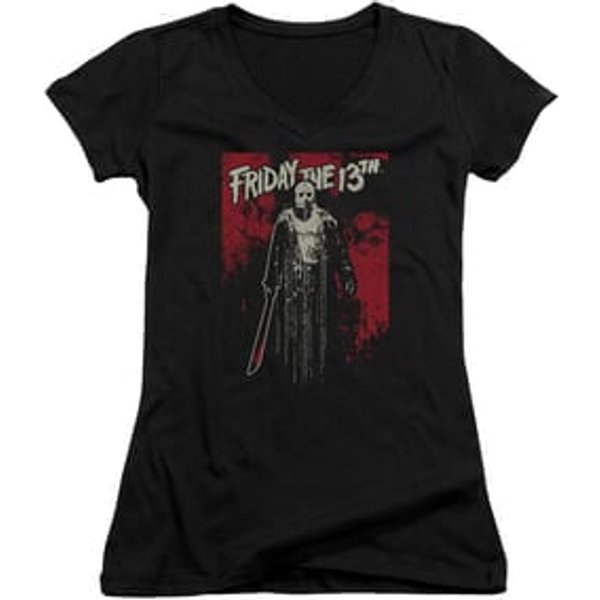 Friday the 13th Juniors V Neck Shirt Death Curse Black T-Shirt