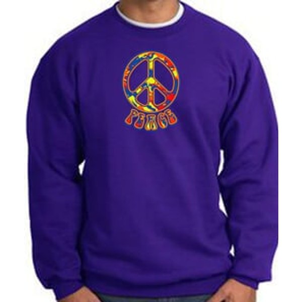 Funky 70s Peace World Peace Sign Symbol Adult Sweatshirt - Purple