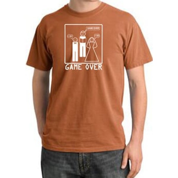 Game Over Ceremony Pigment Dyed Burnt Orange T-shirt - White Print