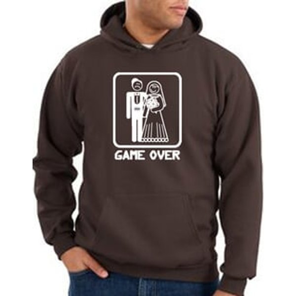 Game Over Hoodie Sweatshirt Funny Marriage Brown Hoody
