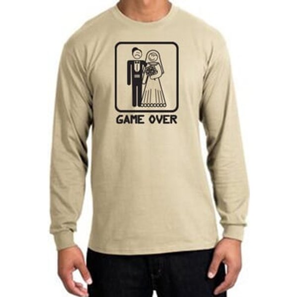 Game Over Long Sleeve Shirt Funny Marriage Sand Shirt - Black Print