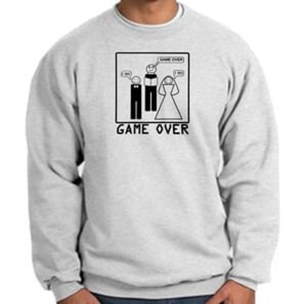 Game Over Marriage Ceremony Sweatshirt Funny Ash - Black Print