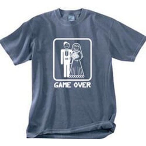 Game Over Pigment Dyed T-shirt Funny Scotland Blue Tee - White Print