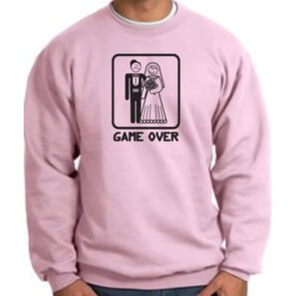 Game Over Sweatshirt Funny Marriage Pink Sweatshirt - Black Print