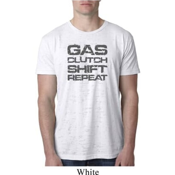 Gas Clutch Shift Repeat Grey Print Mens Burnout Shirt