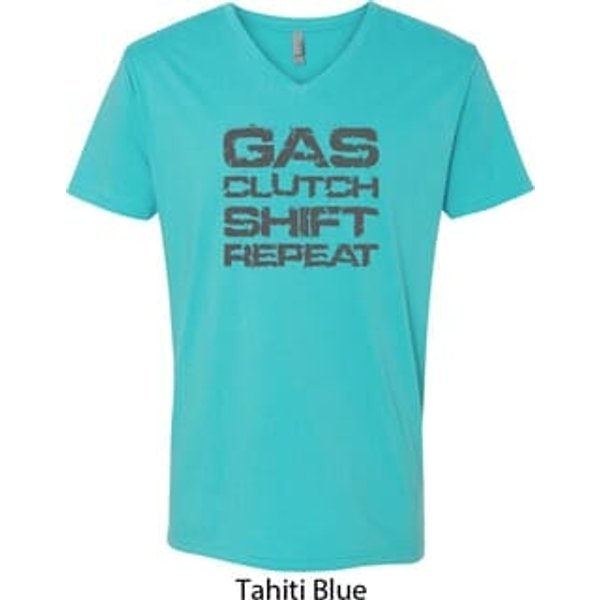 Gas Clutch Shift Repeat Grey Print Mens V-Neck Shirt