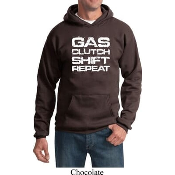 Gas Clutch Shift Repeat White Print Hoodie