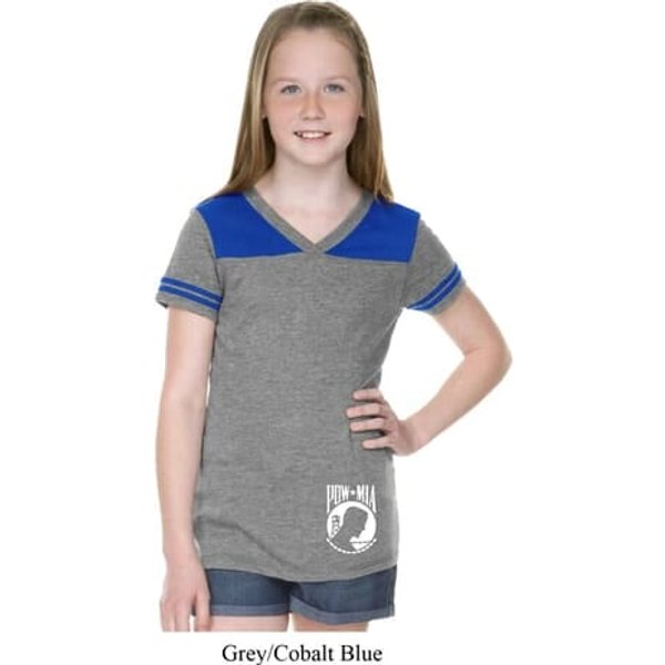 Girls Pow Mia Bottom Print Football Tee