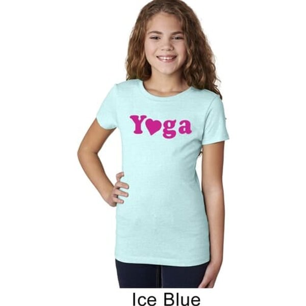 Girls Yoga Shirt Yoga Heart Neon Tee T-Shirt