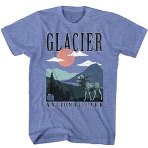 Glacier National Park Adult T-shirt - Light Blue Heather