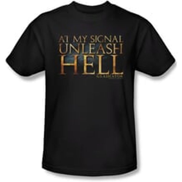 Gladiator Shirt Unleash Hell Adult Black Tee T-Shirt