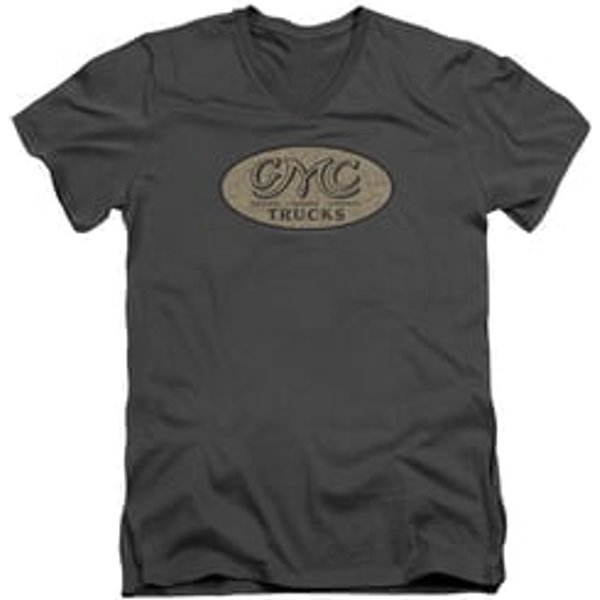 GMC Slim Fit V-Neck Shirt Vintage Oval Logo Charcoal T-Shirt