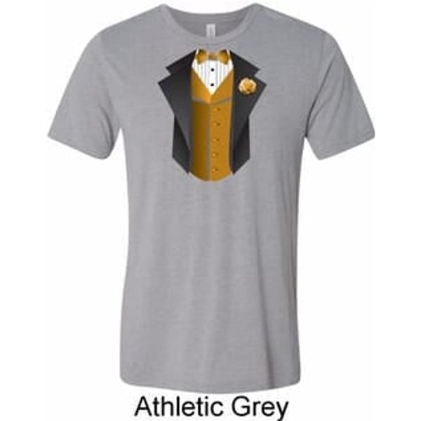 Gold Vest Tuxedo Mens Tri Blend Crewneck Shirt