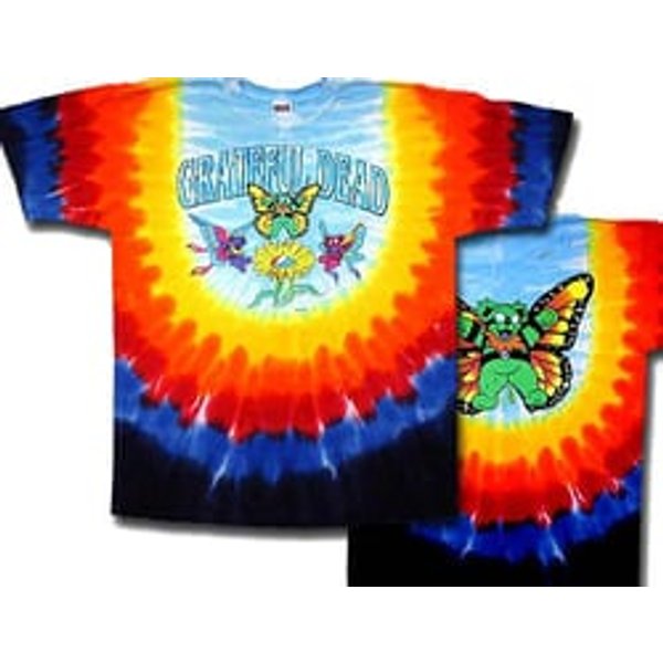 Grateful Dead T-shirt Tie Dye Butterfly Bears Adult Tee Shirt