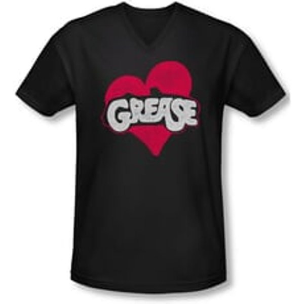 Grease Shirt Juniors V Neck Heart Black Tee T-Shirt