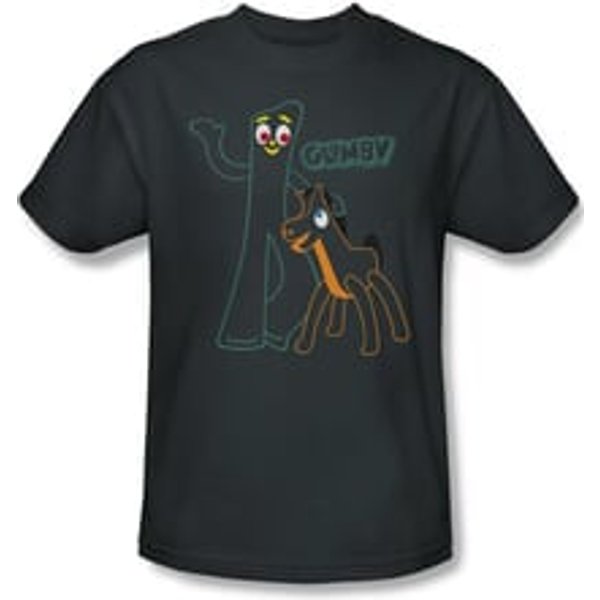 Gumby Shirt Outlines Charcoal T-Shirt